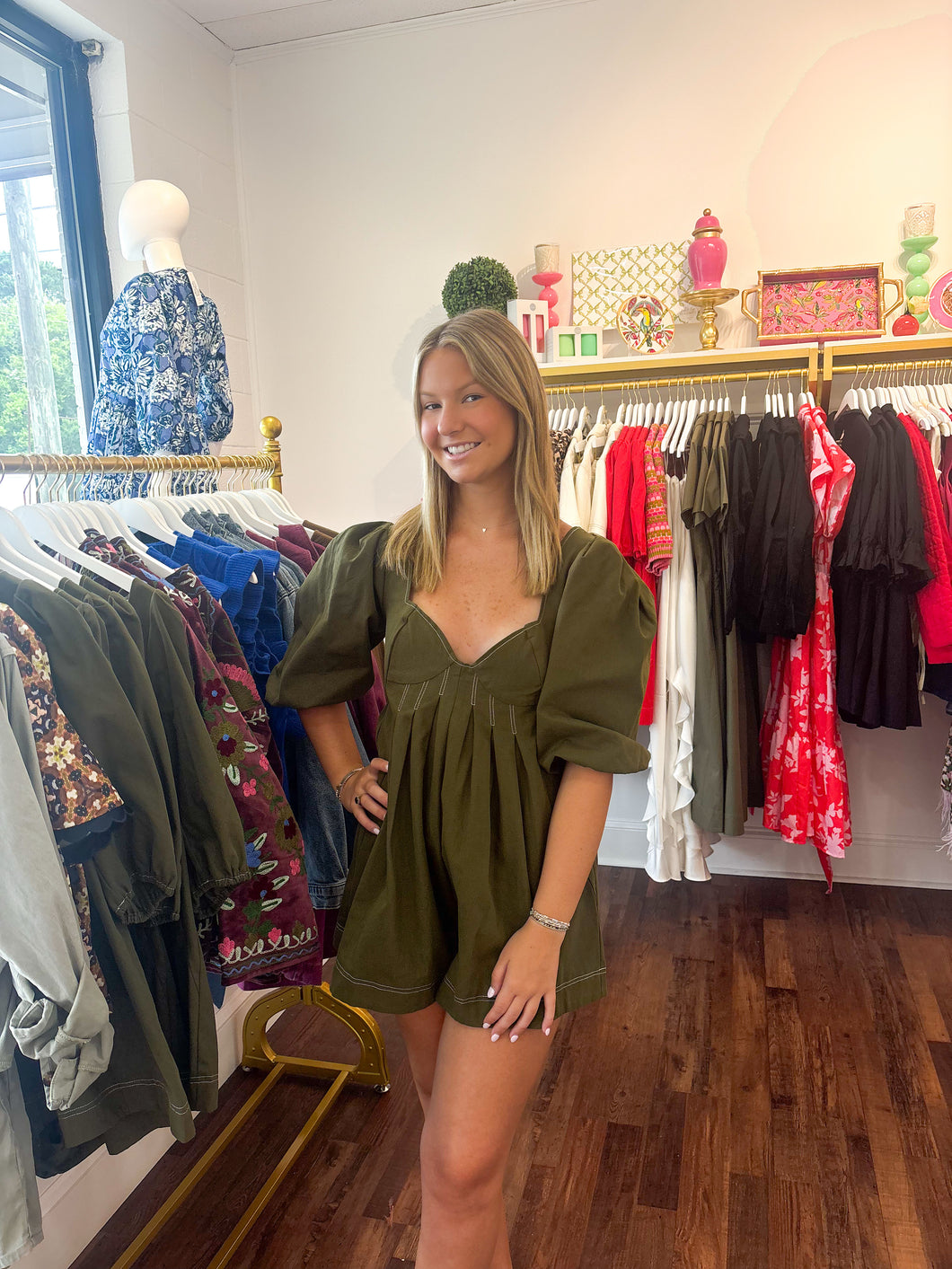 Sage Ruff Sleeve Romper