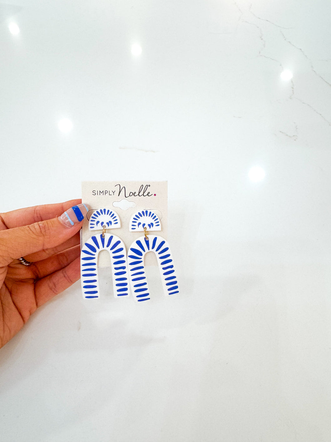 Blue arch earrings