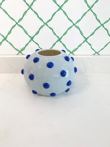 Iris Blue Round Vase With Decorative Knobs