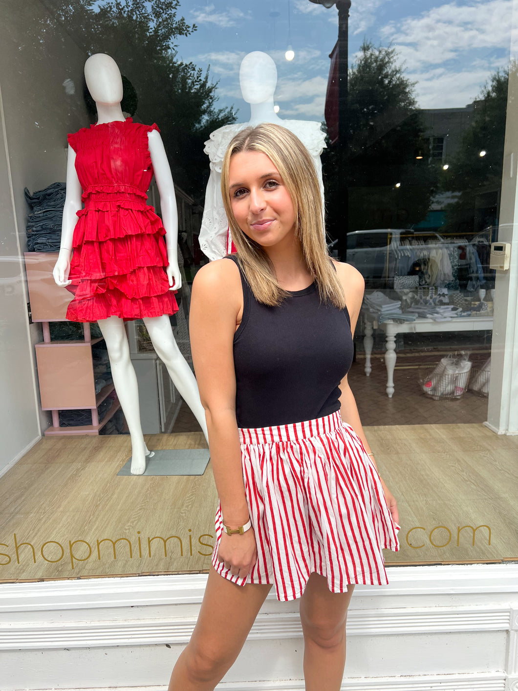 Red Stripe Mini Skirt