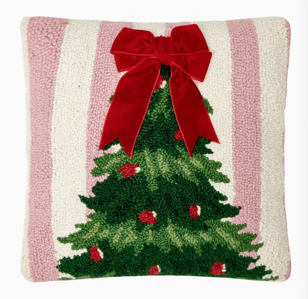 Pink Stripe Tree Pillow